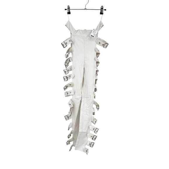 AKIRA Pants - NEW Akira Hit With The Bullish Exposed Pant White Buckle Cut Out Y2K Rave Medium